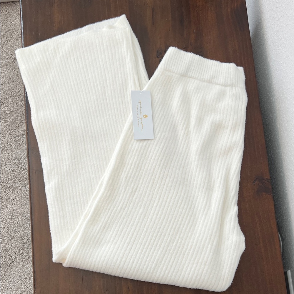 NWT Spiritual Gangster Cozy Cream Ribbed Pants
